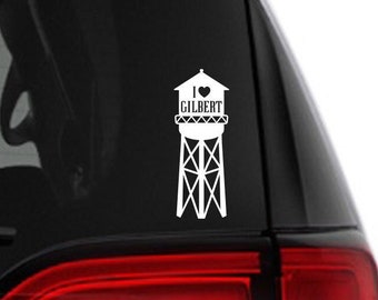 I Love Gilbert Water Tower Car Decal