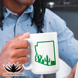 Arizona Cactus Mug, AZ Ceramic Mug, Cactus Printed Mug