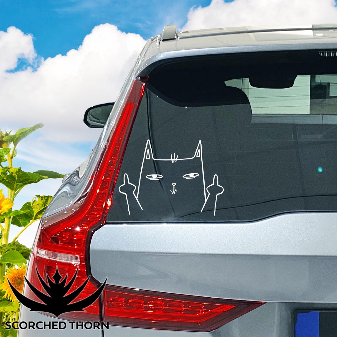 Middle Finger Cat Decal, Fuck off Sticker, Fuck You Car Decal, Bumper ...