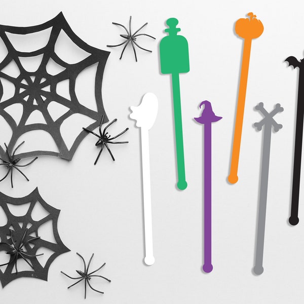 Halloween Stir Sticks, Halloween Cocktail Stirrer, Swizzle Sticks, Party Decor, Bar Ware, Party Supplies, Halloween Party Supplies