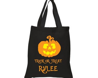 Jack-O-Lantern Personalized Trick or Treat Tote Bag