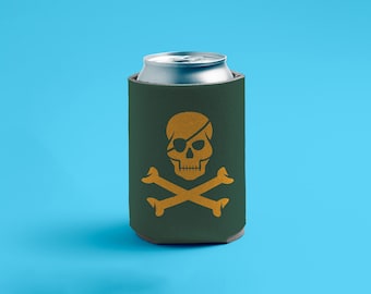 Skull and Cross Bones Can Cooler, Beer hugger, Pirate Party, Party Favors, Gag Gift, Stocking Stuffer, Can Sleeve, Can Cozie, Pirate Can