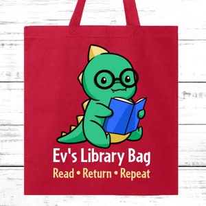 Kids Library Tote Bag, Dinosaur Tote Bag