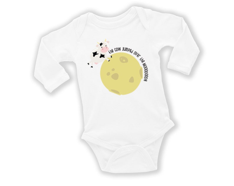 The Cow Jumped Over the Moooooon Onesie Cow Jumped Over the Moon Nursery Rhyme Body Suit
