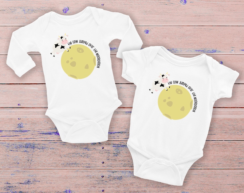 The Cow Jumped Over the Moooooon Onesie Cow Jumped Over the Moon Nursery Rhyme Body Suit