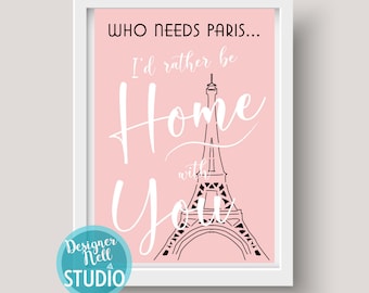 Impresión de la Torre Eiffel rosa, póster o tarjeta de París, descarga digital, ilustración de la Torre Eiffel negra