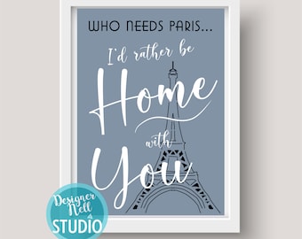 Póster de París descargable digitalmente con ilustración de la Torre Eiffel negra