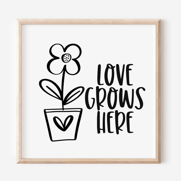 Love Grows Here SVG | Home Svg | Home Sign Svg | Family Sign Svg | Home Sweet Home Svg | Wall Art | Bloom Svg | Cricut Cut Files