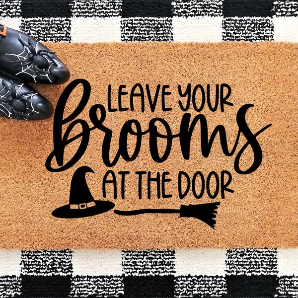 Leave Your Brooms At The Door SVG | Funny Door Mat Svg | Halloween SVG | Funny Halloween Svg | What's Up Witches Svg | Witch Svg