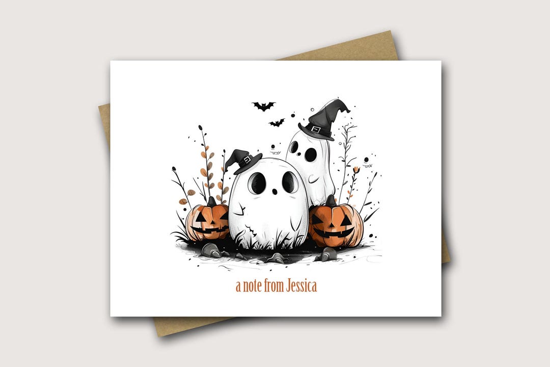 Personalized Halloween Cards Ghost Card Halloween Stationery Ghost Note ...