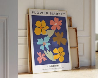London Flower Market Print, Printable Wall Art, Neutral Wall Art, Boho Wall Decor, Botanical Poster, Abstract Floral Print, Modern Poster
