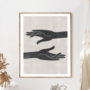 Abstract Hand Illustration Printable Wall Art Black and - Etsy