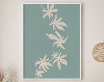 Abstract Botanical Print, Printable Wall Art, Leaves Illustration, Boho Wall Decor, Neutral Wall Art, Modern Gallery Wall, Minimalist Poster