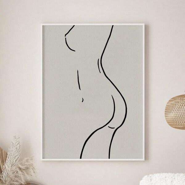 Minimal Line Art, Printable Wall Art, Boobs Poster, Erotic Poster, Tits Illustration, Nude Woman Print, Nude Butts Drawing, Female Wall Art