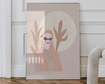 Boho Wall Art, Printable Wall Art, Abstract Print, Instant Download, Female Poster, Neutral Wall Art, Feminist Painting, Minimalist Poster