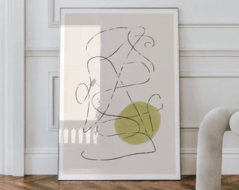 Abstract Print, Printable Wall Art, Scribble Fine Line Print, Modern, One Line Drawing, Minimalist Poster, Neutral Wall Art, Boho Wall Art