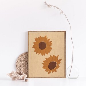 Sunflower Print, Printable Wall Art, Botanical Print, Instant Download ...