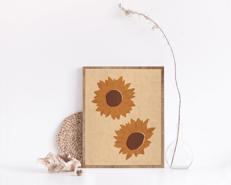 Sunflower Print Printable Wall Art Botanical Print Instant - Etsy