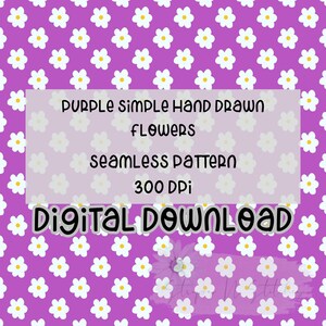 Purple Simple Hand Drawn Flowers Print your own fabric | Spring | Seamless | Repeating Pattern | Fabric Print | Flower Seamless |