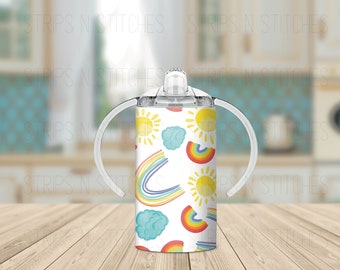 Sunshine & Rainbows - Grow with Me Sippy Cup Tumbler, Sublimation Tumbler, Kids Tumbler, Stainless Steel Tumbler, Convertible Tumbler