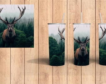 Buck in the Woods | Sublimation | Ready To Press |  Tumbler Wrap Transfer |  20 oz. | Straight Tumbler Transfer | NOT A DIGITAL PRINT