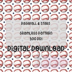 Baseball & Stars  | Print your own fabric | Plaid | Seamless | Repeating Pattern | Fabric Print | Baseball Seamless | Bows Seamless