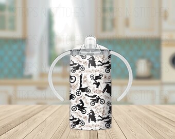 Dirt Bikes | Grow with Me Sippy Cup Tumbler | Sublimation Tumbler | Kids Tumbler | Stainless Steel Tumbler | Convertible Tumbler |