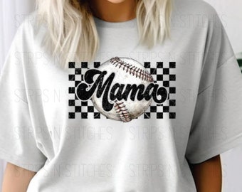Checkered Baseball Mama | DTF Transfer, Mama DTF Print, Heat Transfer, Ready To Press, Mama Heat Transfer, Mama Shirt, Shirt Transfer, DIY