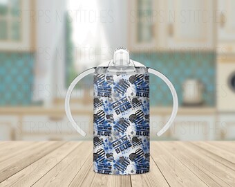 Back the Blue Splatter - Grow with Me Sippy Cup Tumbler, Sublimation Tumbler, Kids Tumbler, Stainless Steel Tumbler, Convertible Tumbler