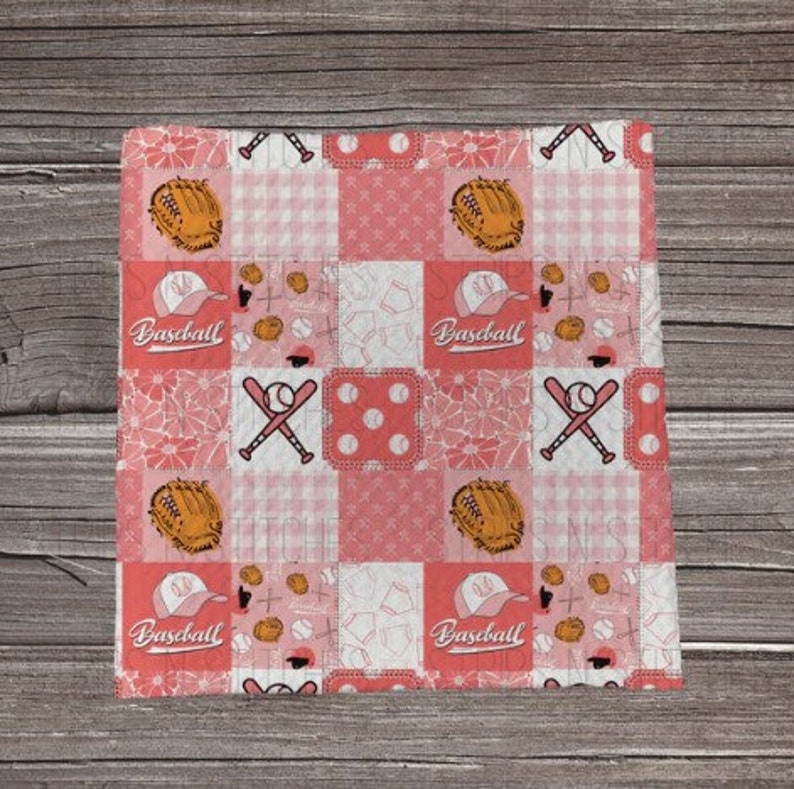Pink Baseball Pattern Pink Baseball Patchwork | Bullet Fabric Strip | Bow Making | Scrunchie ...