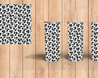 Scatter Soccer | Sublimation | Ready To Press |  Tumbler Wrap Transfer |  20 oz. | Straight Tumbler Transfer | NOT A DIGITAL PRINT