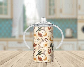 Western Vibes - Grow with Me Sippy Cup Tumbler, Sublimation Tumbler, Kids Tumbler, Stainless Steel Tumbler, Convertible Tumbler