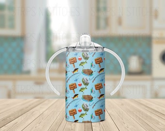 Let's Go Fishing Blue | Grow with Me Sippy Cup Tumbler | Sublimation Tumbler | Kids Tumbler | Stainless Steel Tumbler | Convertible Tumbler