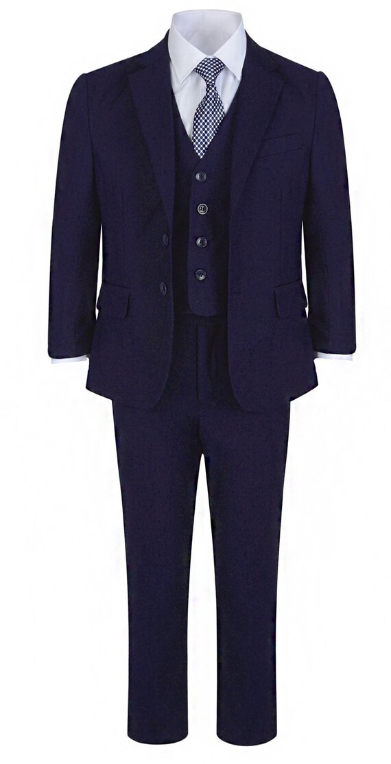 Boys Formal 5 Piece Navy Blue Suit Page Boy Wedding Ages 1 Year up to