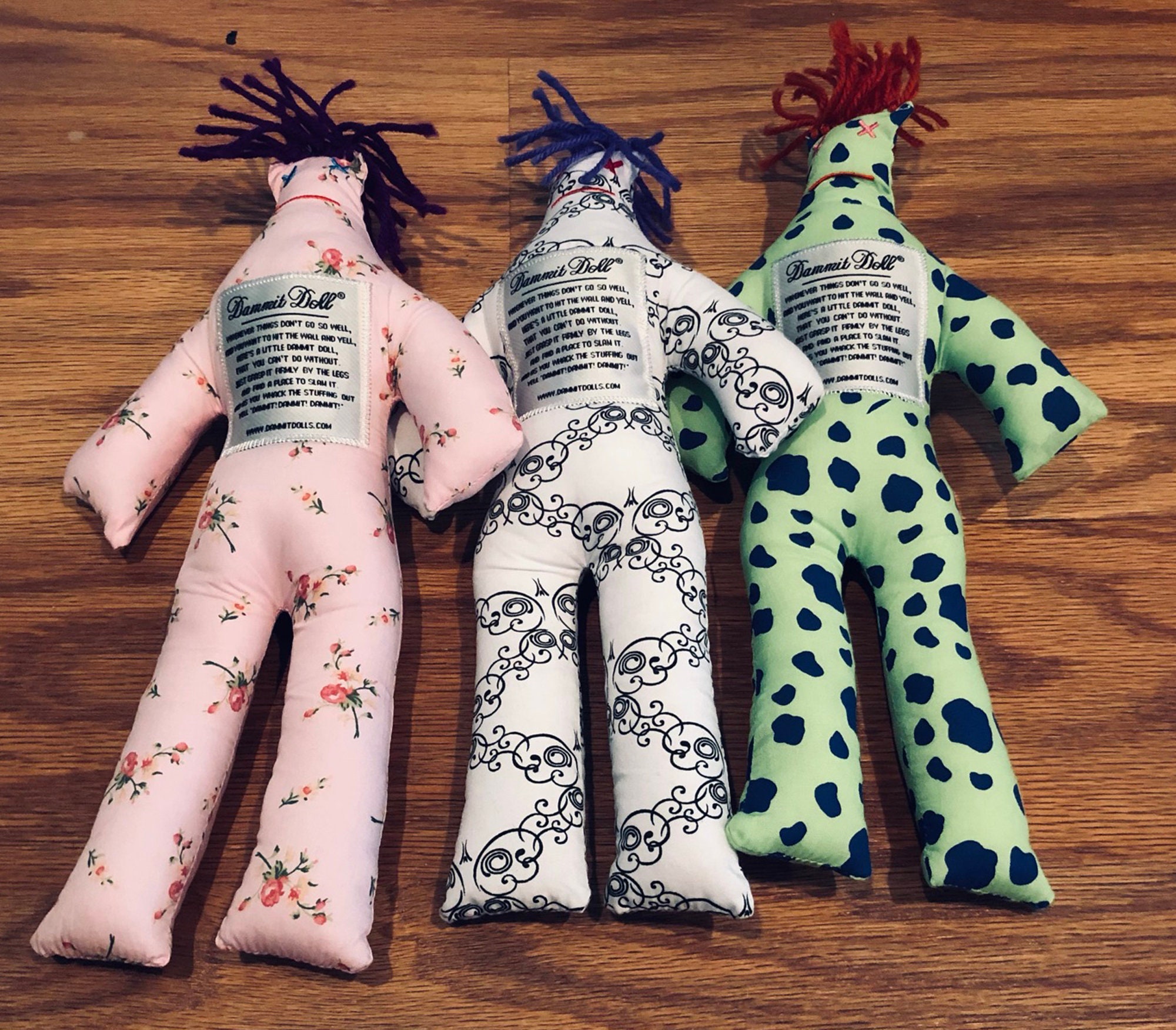 DAMMIT DOLL ORIGINAL Stress Relief YARN HAIR Striped 12” CLOTH BODY