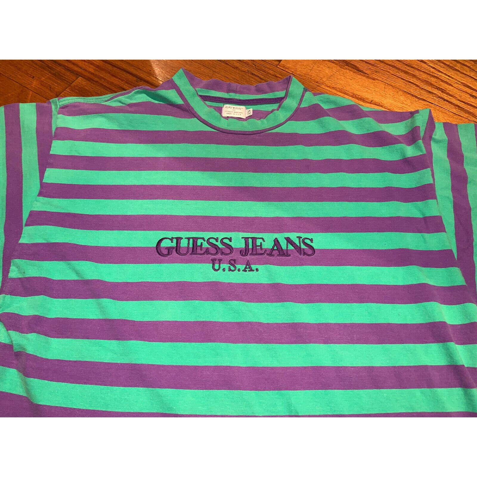 Vintage 90s Guess Jeans Striped T Shirt 