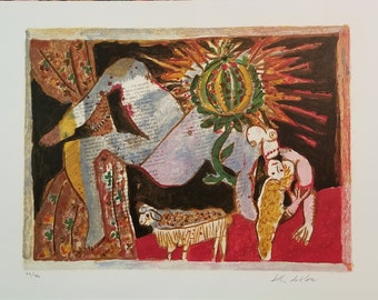 The Tobiasse  - original lithograph  - limited edition of 150 - &quot;Cantique des Cantiques&quot;- Great Image - Iconic Tobiasse  - Judaica  - Vivid!