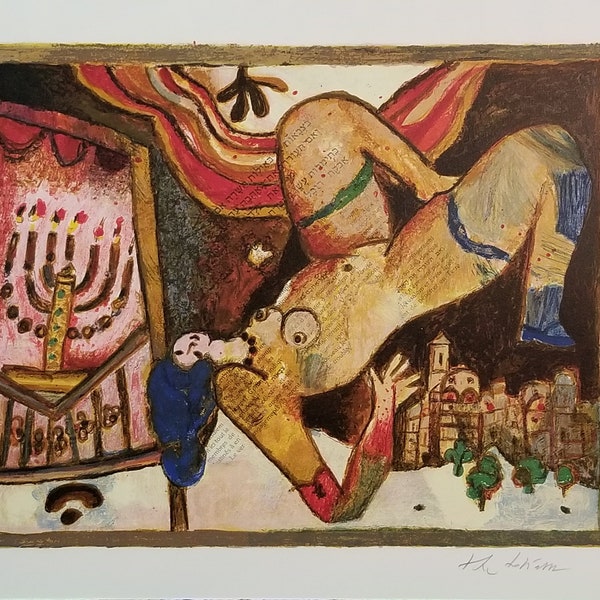 The Tobiasse  - original lithograph  - limited edition of 150 - "Cantique des Cantiques"- Great Image - Iconic Tobiasse  - Judaica  - Vivid!