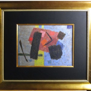 Henri GOETZ -  Original Pastel & Charcoal Painting, Cubist Abstract -  Signed/Framed!