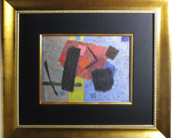 Henri GOETZ -  Original Pastel & Charcoal Painting, Cubist Abstract -  Signed/Framed!