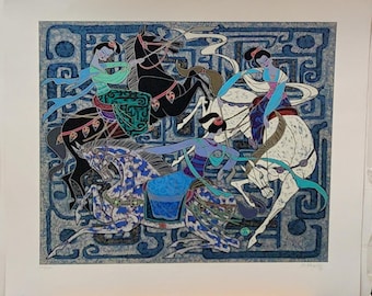 Zu Ming Ho - Original Serigraph -  " Ribbon Dance"  - Great Yunnan-Art Image!