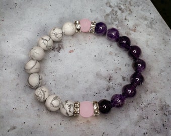 Amethyst, Howlite, Rose Quartz Bracelet