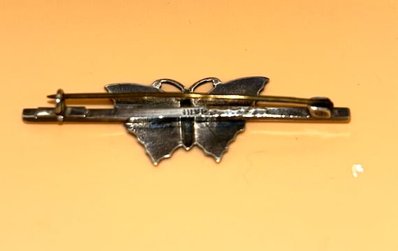 Vintage Enamel, Sterling Butterfly Brooch - image 3