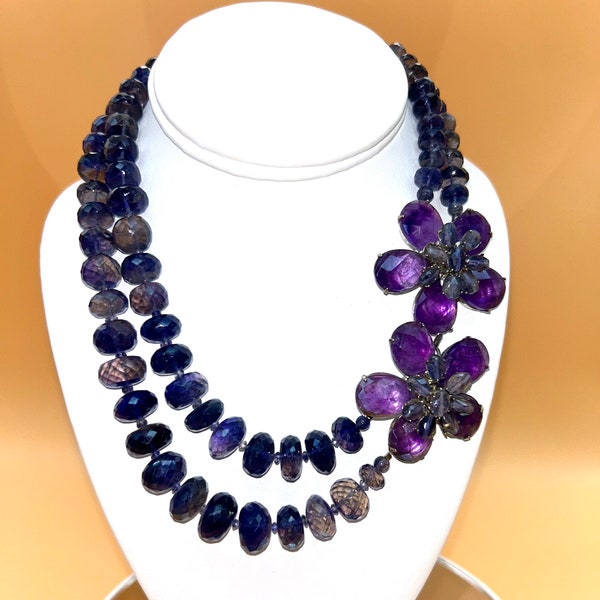 Faceted Iolite & Amethyst Necklace by Siman Tu