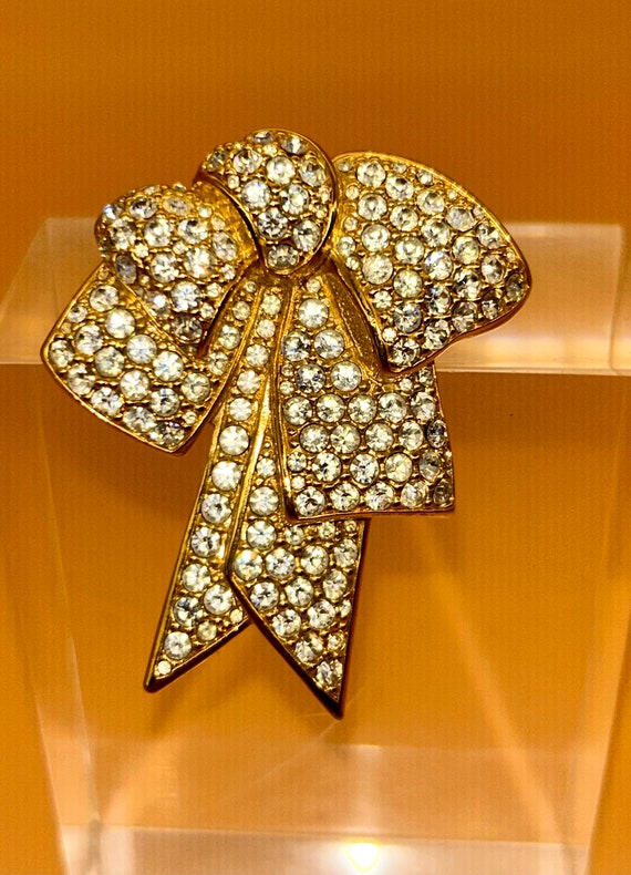 Nolan Miller Pave Vintage Bow Brooch