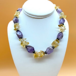 Faceted Amethyst & Citrine Necklace