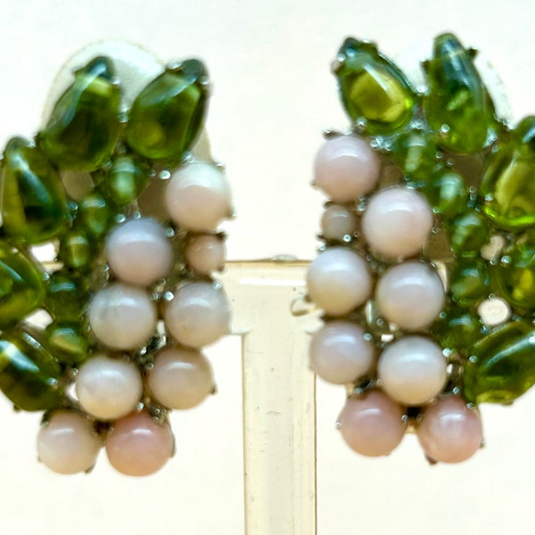 Peridot & Pink Coral, Siman Tu Clip-on Earrings