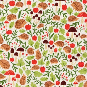 Japanese Fabric - Sevenberry - woodland print -cotton linen canvas - hedgehog fabric - fabric for sewing