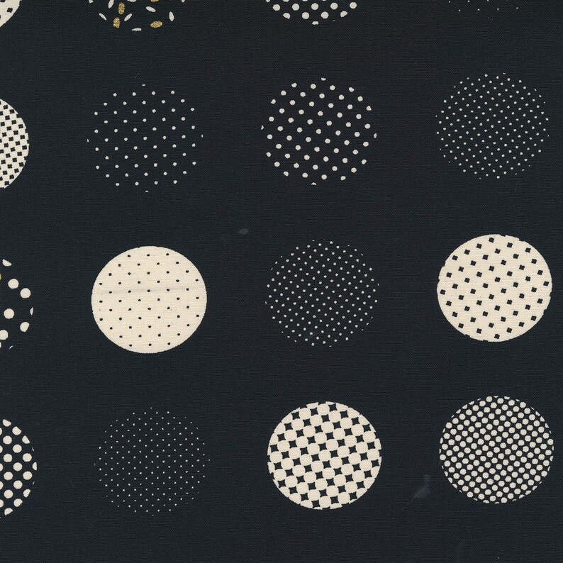 Sew Happy Canvas - Big Dots - Black - fabric for sewing, fabric