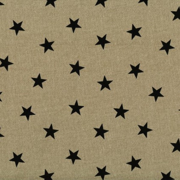 Japanese Fabric - Handworks* Fabric - Tip Top Collection - Black Stars on Natural